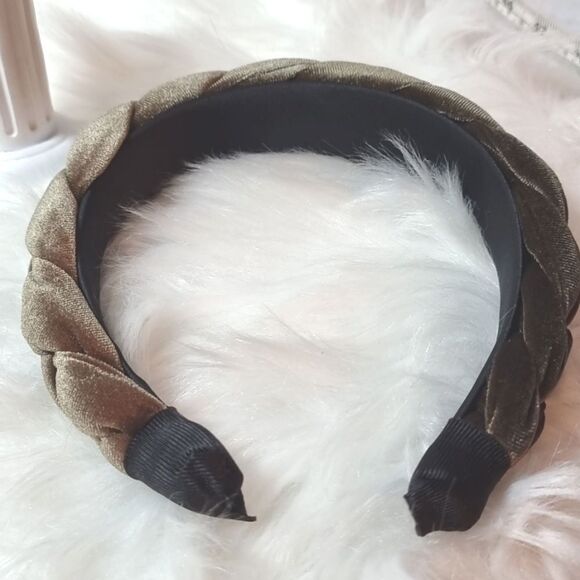 New ARMY GREEN BRAIDED VELVET HEADBAND - Picture 5 of 6